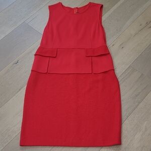 EUC St John Dress Women's sz 12 Red Wool Blend A-line Tiered Sleeveless Knit